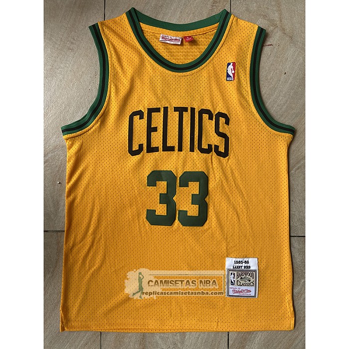 Camiseta Boston Celtics Larry Bird NO 33 Mitchell & Ness 1985-86 Amarillo
